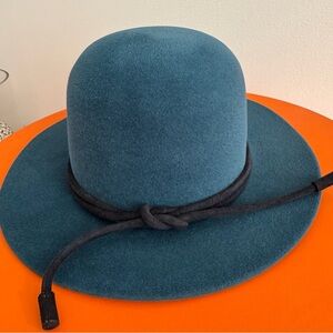 Hermes Teal Hat with Black Cord